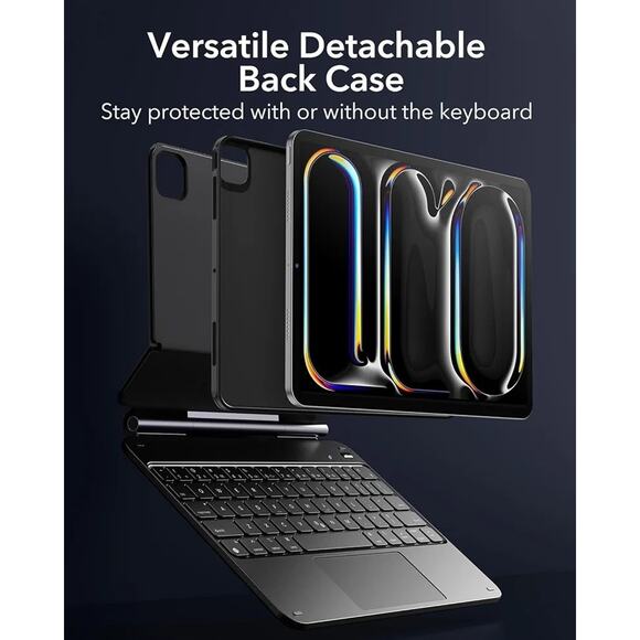 ESR iPad Pro 11 Inch Case w Keyboard (M4, 2024), iPad Pro 11 (5th Gen) New Black - Picture 4 of 11